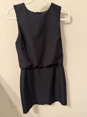 Sleeveless Black Blouson Shift Dress